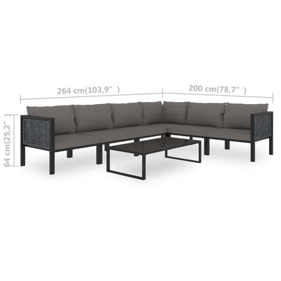 7 Piece Garden Lounge Set with Cushions Poly Rattan Anthracite Payday Deals
