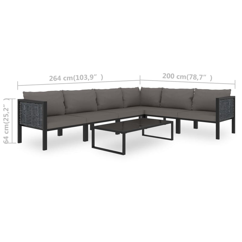 7 Piece Garden Lounge Set with Cushions Poly Rattan Anthracite Payday Deals