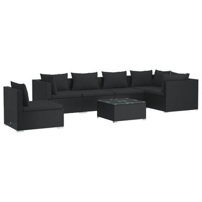 7 Piece Garden Lounge Set with Cushions Poly Rattan Black Payday Deals