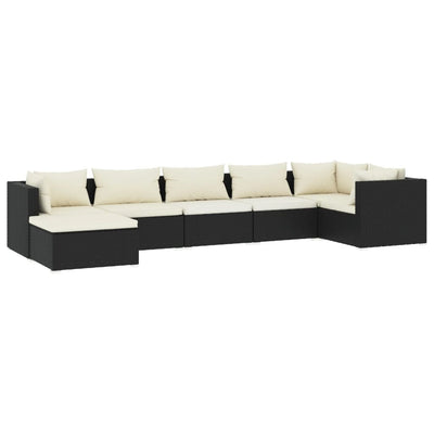 7 Piece Garden Lounge Set with Cushions Poly Rattan Black Payday Deals
