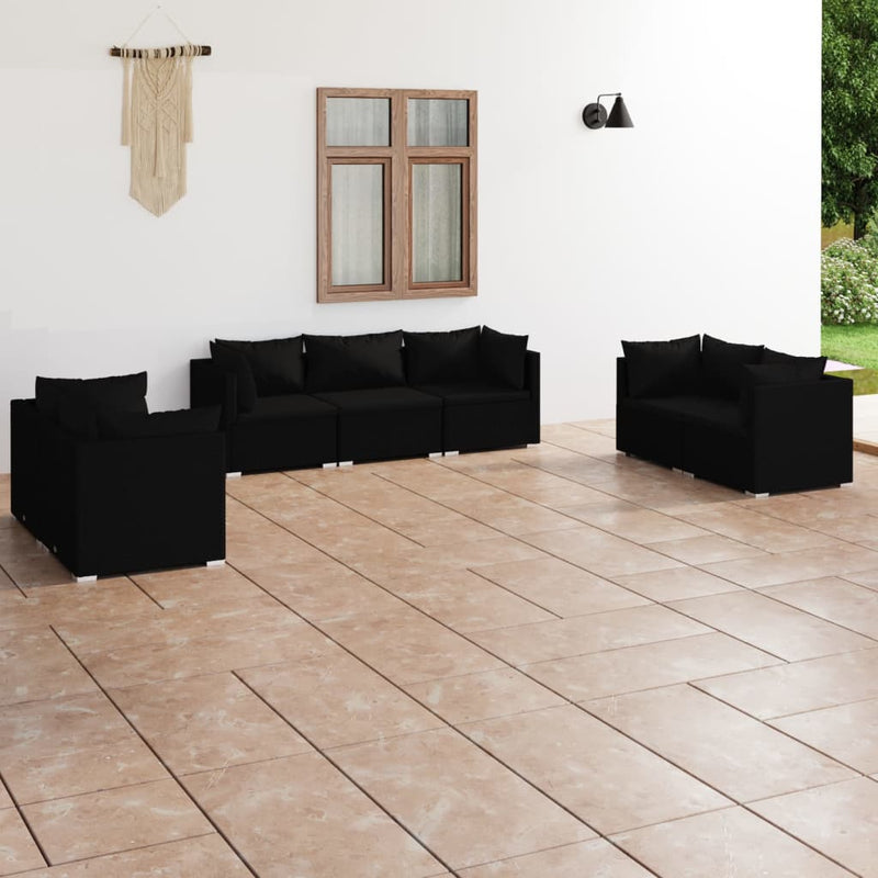 7 Piece Garden Lounge Set with Cushions Poly Rattan Black Payday Deals