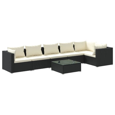 7 Piece Garden Lounge Set with Cushions Poly Rattan Black Payday Deals