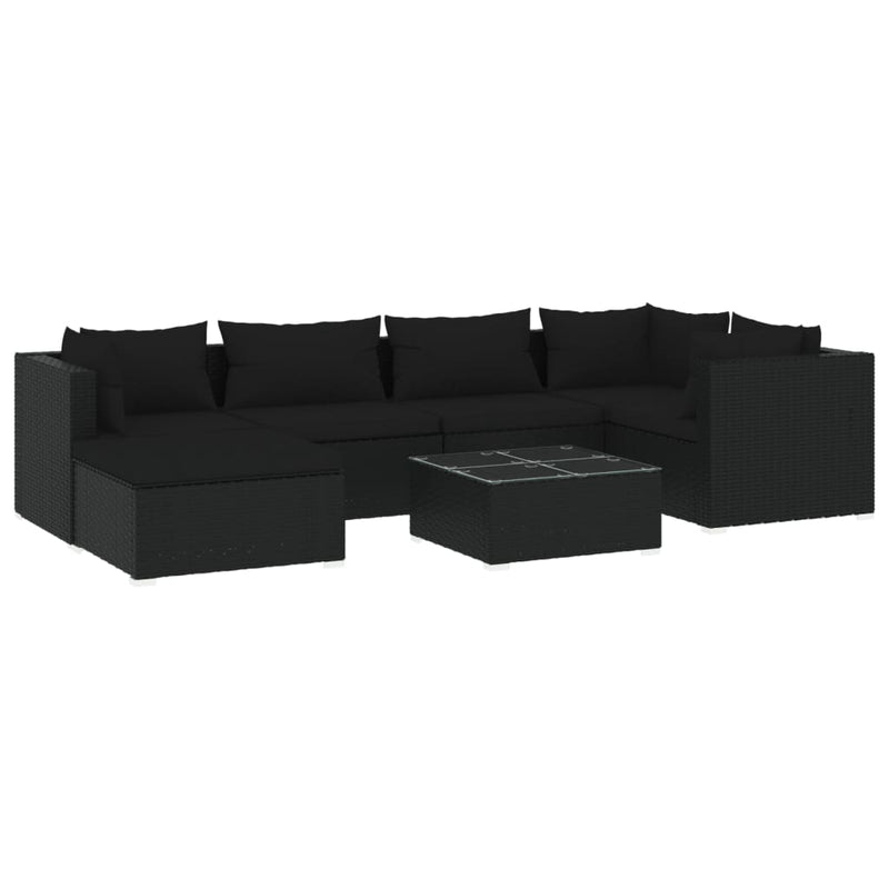 7 Piece Garden Lounge Set with Cushions Poly Rattan Black Payday Deals