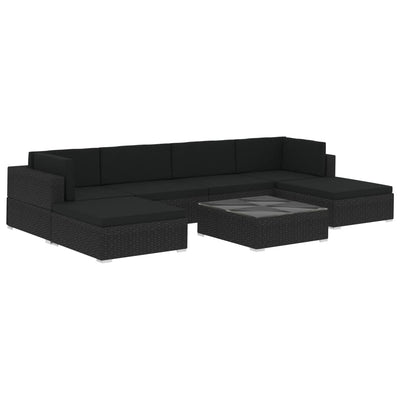 7 Piece Garden Lounge Set with Cushions Poly Rattan Black Payday Deals
