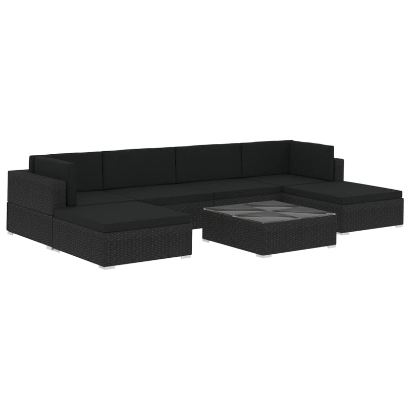 7 Piece Garden Lounge Set with Cushions Poly Rattan Black Payday Deals