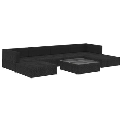 7 Piece Garden Lounge Set with Cushions Poly Rattan Black Payday Deals
