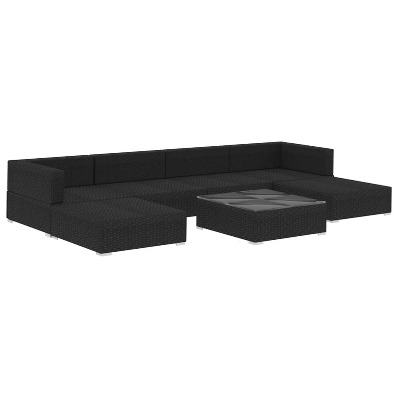 7 Piece Garden Lounge Set with Cushions Poly Rattan Black Payday Deals