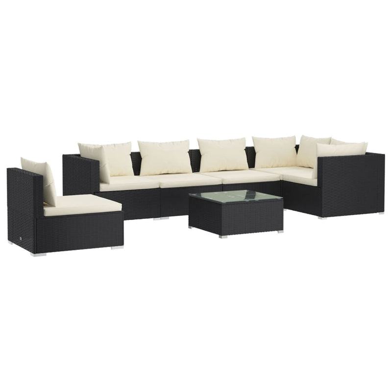 7 Piece Garden Lounge Set with Cushions Poly Rattan Black Payday Deals