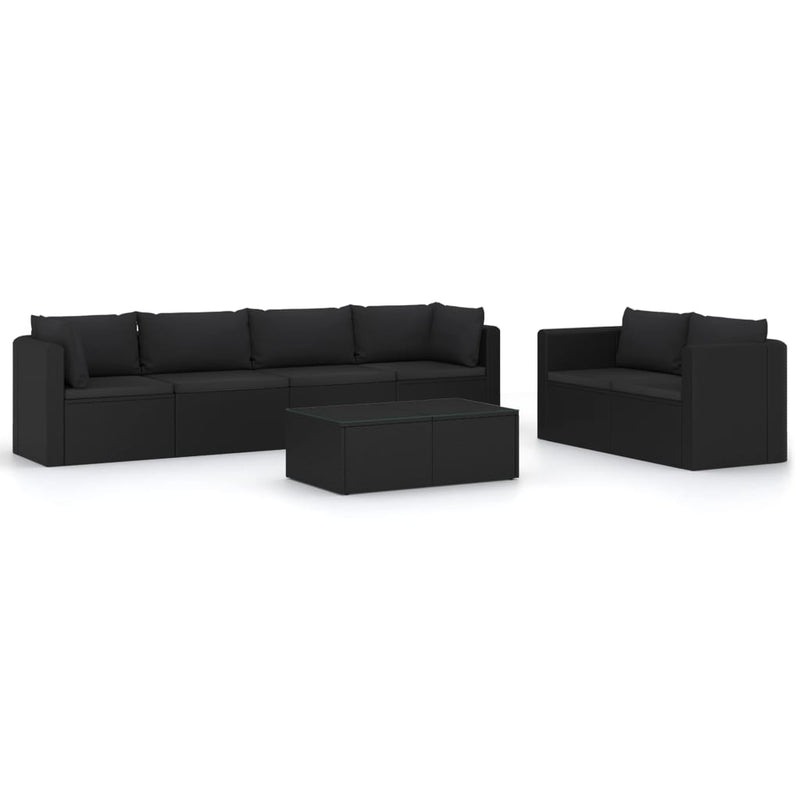 7 Piece Garden Lounge Set with Cushions Poly Rattan Black Payday Deals