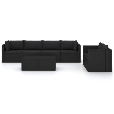 7 Piece Garden Lounge Set with Cushions Poly Rattan Black Payday Deals