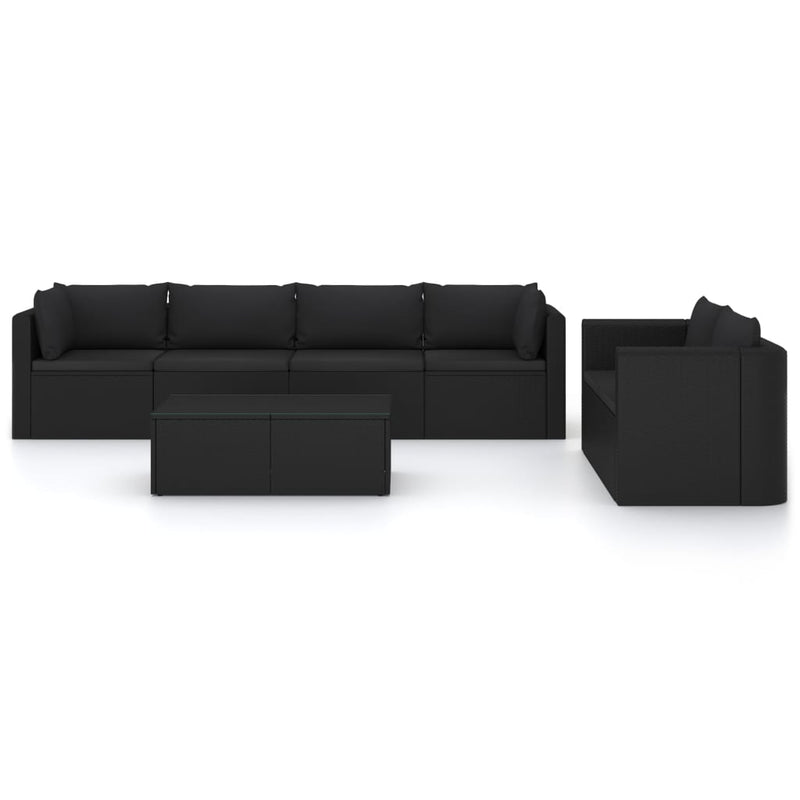 7 Piece Garden Lounge Set with Cushions Poly Rattan Black Payday Deals