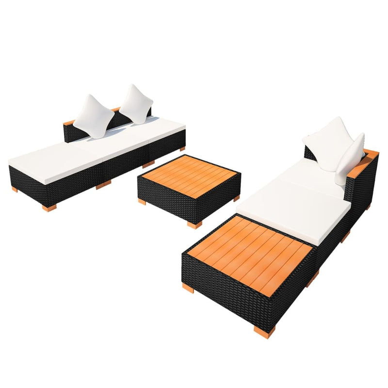 7 Piece Garden Lounge Set with Cushions Poly Rattan Black Payday Deals