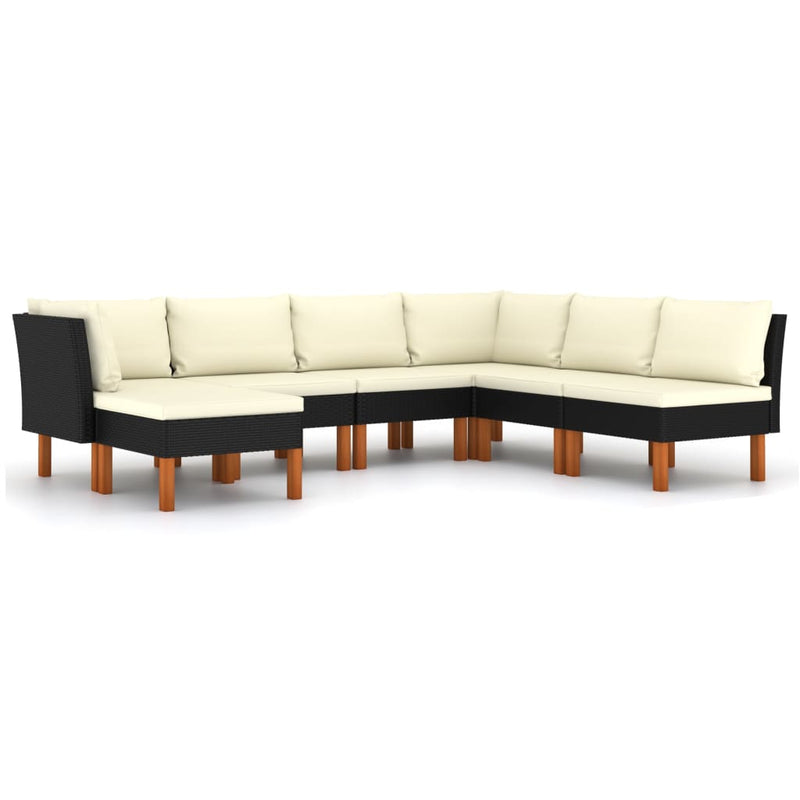 7 Piece Garden Lounge Set with Cushions Poly Rattan Black Payday Deals