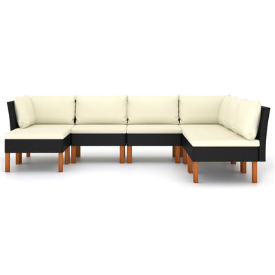 7 Piece Garden Lounge Set with Cushions Poly Rattan Black Payday Deals