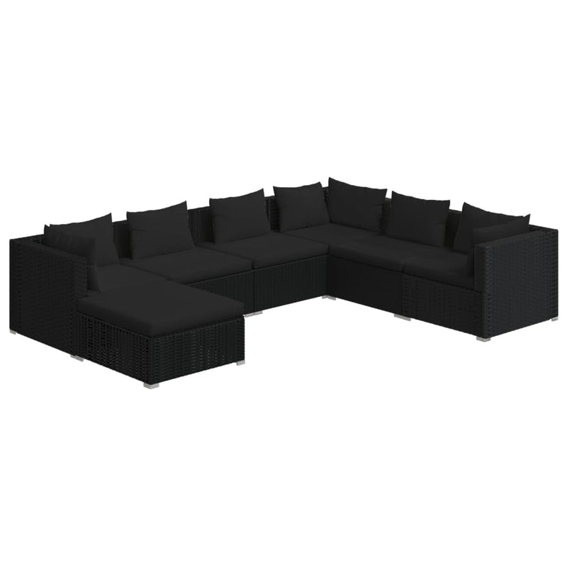 7 Piece Garden Lounge Set with Cushions Poly Rattan Black Payday Deals
