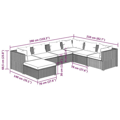 7 Piece Garden Lounge Set with Cushions Poly Rattan Black Payday Deals