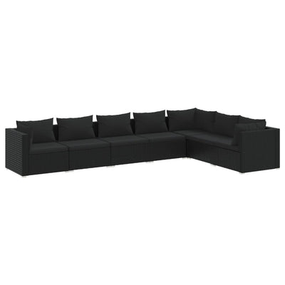 7 Piece Garden Lounge Set with Cushions Poly Rattan Black Payday Deals
