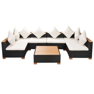 7 Piece Garden Lounge Set with Cushions Poly Rattan Black Payday Deals