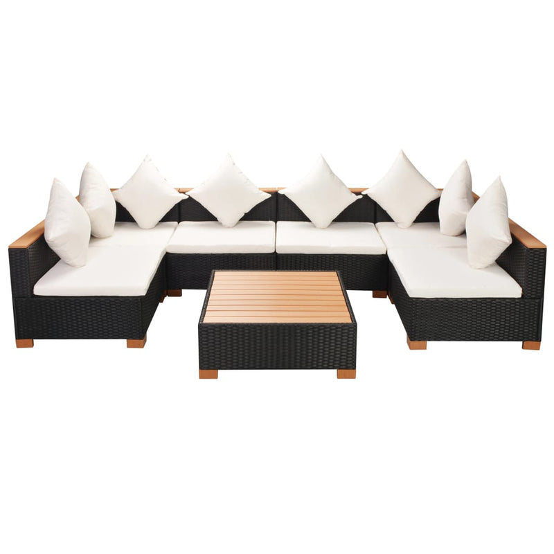 7 Piece Garden Lounge Set with Cushions Poly Rattan Black Payday Deals