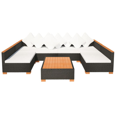7 Piece Garden Lounge Set with Cushions Poly Rattan Black Payday Deals