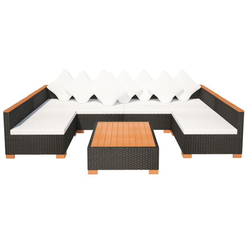 7 Piece Garden Lounge Set with Cushions Poly Rattan Black Payday Deals