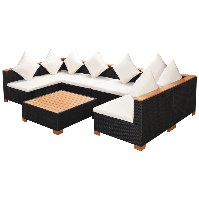 7 Piece Garden Lounge Set with Cushions Poly Rattan Black Payday Deals