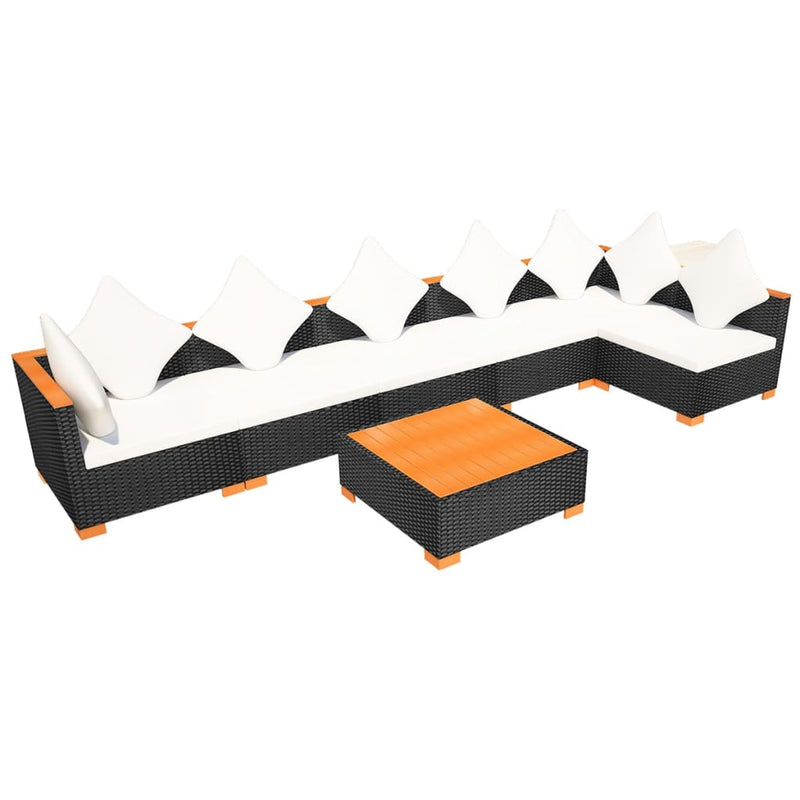 7 Piece Garden Lounge Set with Cushions Poly Rattan Black Payday Deals