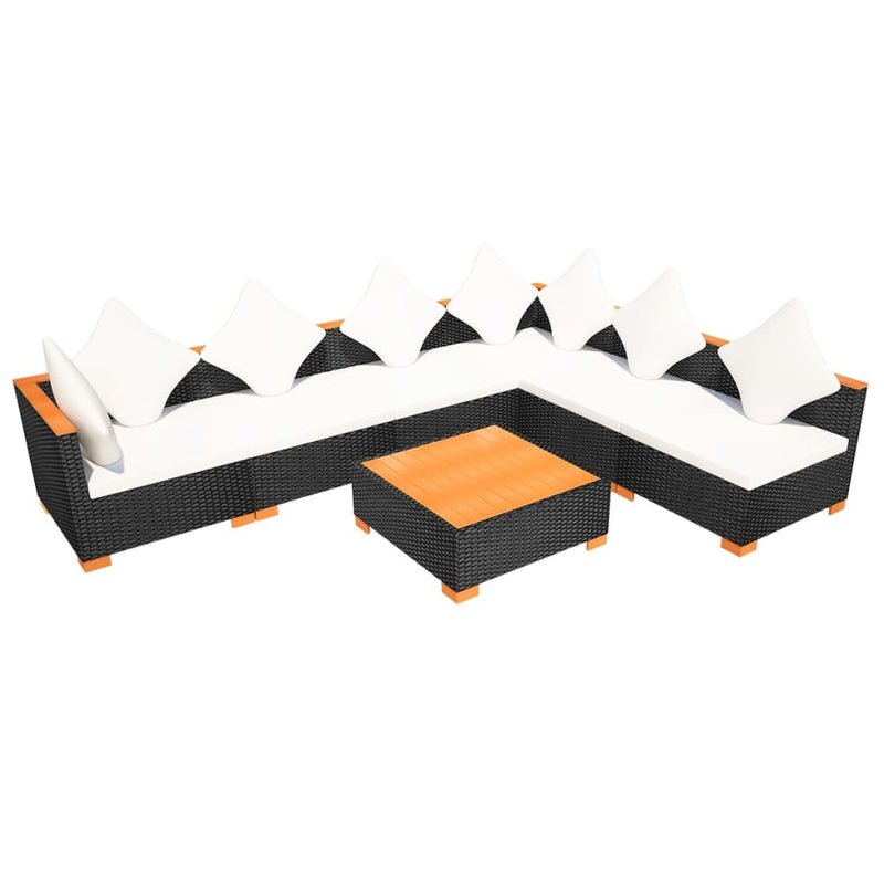 7 Piece Garden Lounge Set with Cushions Poly Rattan Black Payday Deals