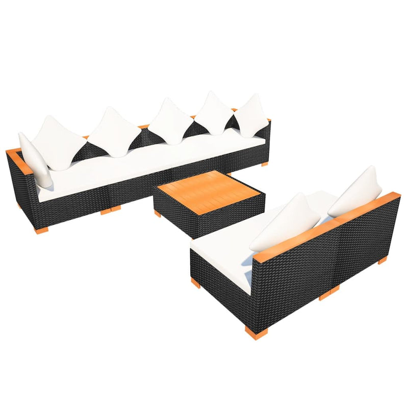 7 Piece Garden Lounge Set with Cushions Poly Rattan Black Payday Deals