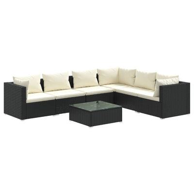 7 Piece Garden Lounge Set with Cushions Poly Rattan Black Payday Deals
