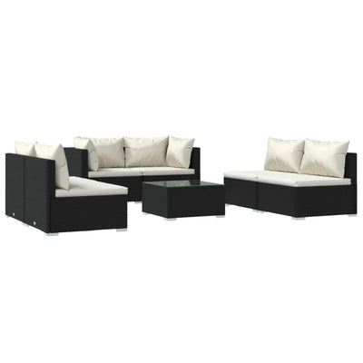 7 Piece Garden Lounge Set with Cushions Poly Rattan Black Payday Deals