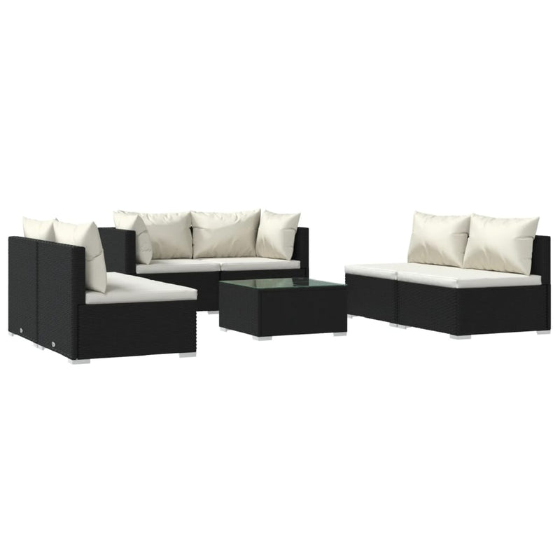 7 Piece Garden Lounge Set with Cushions Poly Rattan Black Payday Deals