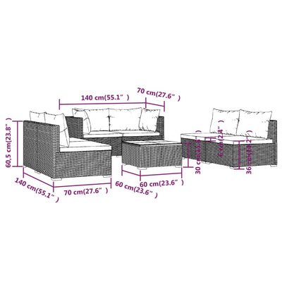7 Piece Garden Lounge Set with Cushions Poly Rattan Black Payday Deals
