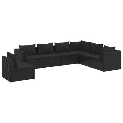 7 Piece Garden Lounge Set with Cushions Poly Rattan Black Payday Deals