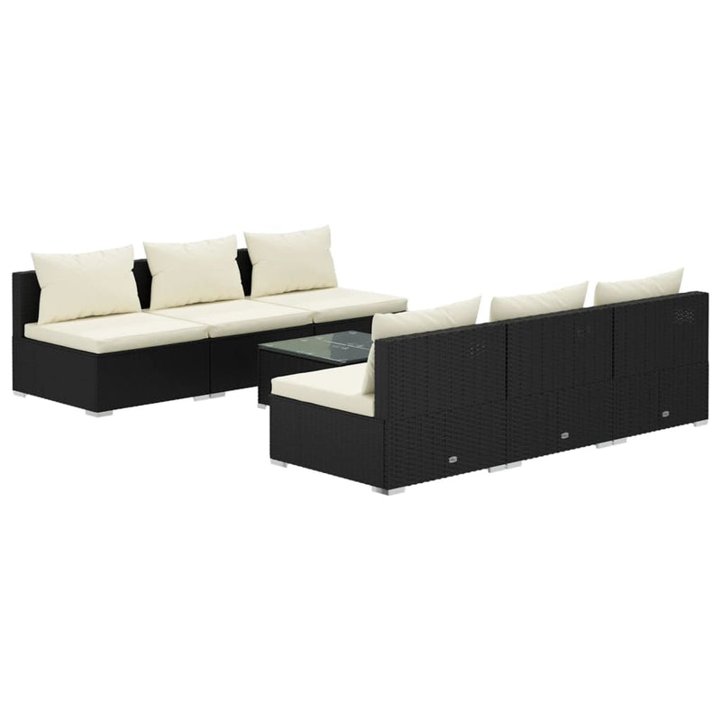 7 Piece Garden Lounge Set with Cushions Poly Rattan Black Payday Deals