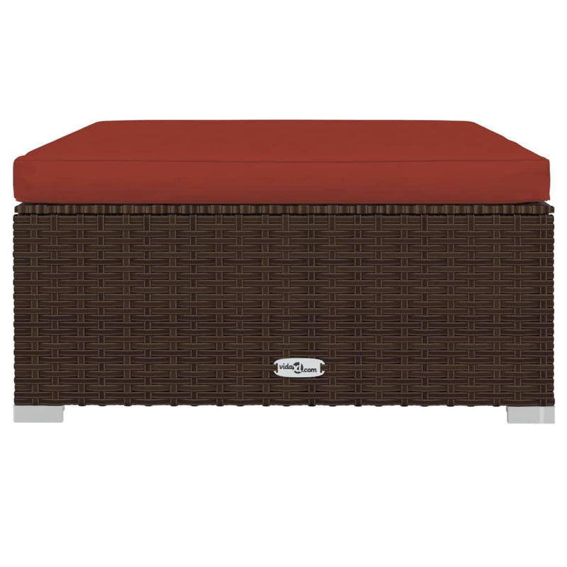 7 Piece Garden Lounge Set with Cushions Poly Rattan Brown Payday Deals