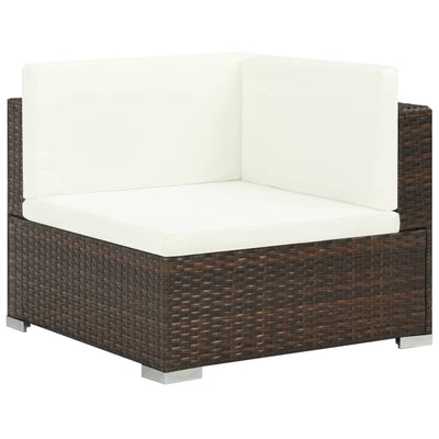 7 Piece Garden Lounge Set with Cushions Poly Rattan Brown Payday Deals