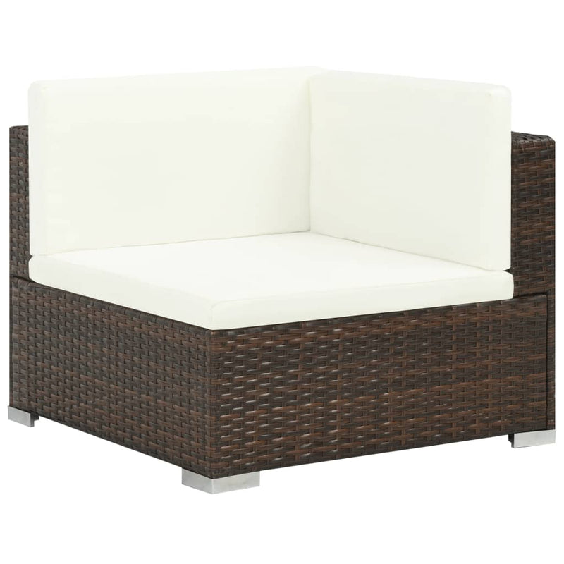 7 Piece Garden Lounge Set with Cushions Poly Rattan Brown Payday Deals