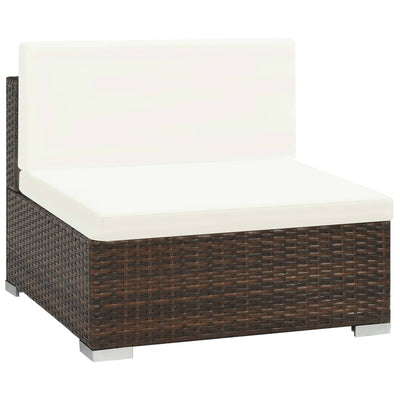 7 Piece Garden Lounge Set with Cushions Poly Rattan Brown Payday Deals