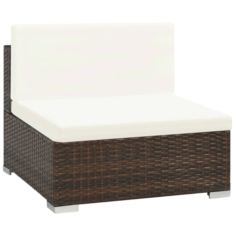 7 Piece Garden Lounge Set with Cushions Poly Rattan Brown Payday Deals