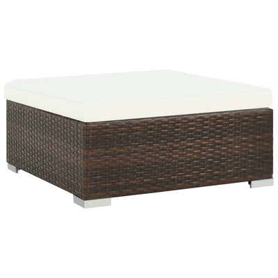 7 Piece Garden Lounge Set with Cushions Poly Rattan Brown Payday Deals