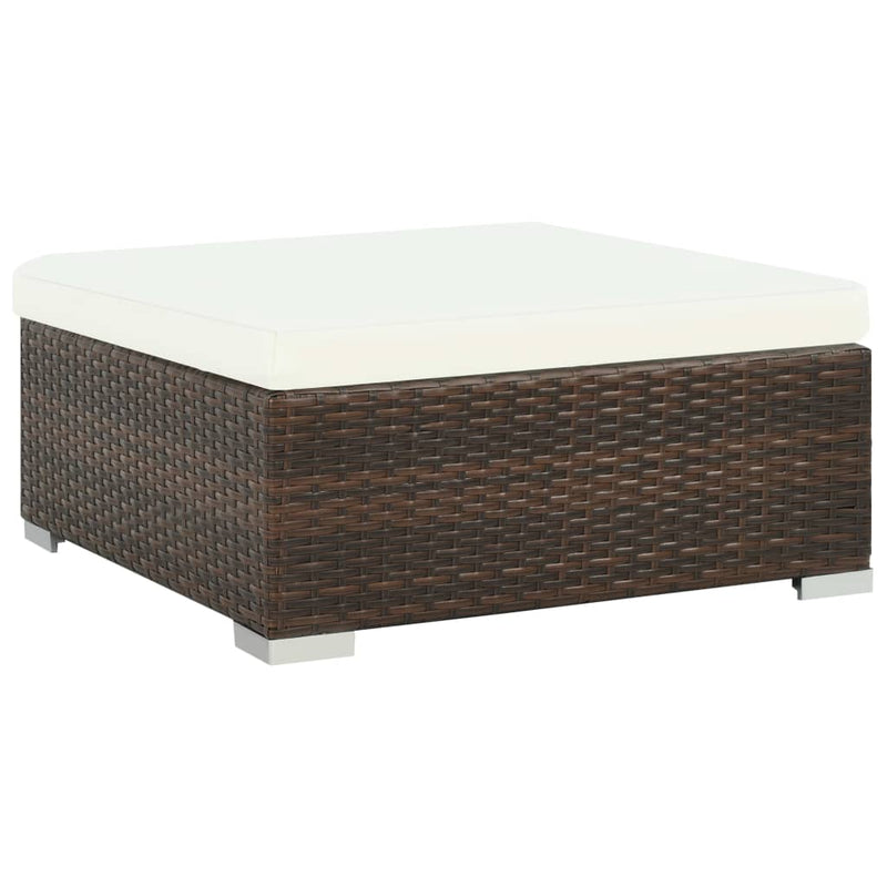 7 Piece Garden Lounge Set with Cushions Poly Rattan Brown Payday Deals