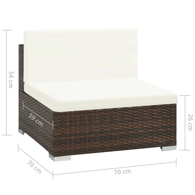 7 Piece Garden Lounge Set with Cushions Poly Rattan Brown Payday Deals