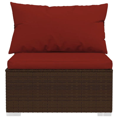 7 Piece Garden Lounge Set with Cushions Poly Rattan Brown Payday Deals