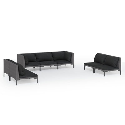 7 Piece Garden Lounge Set with Cushions Poly Rattan Dark Grey Payday Deals
