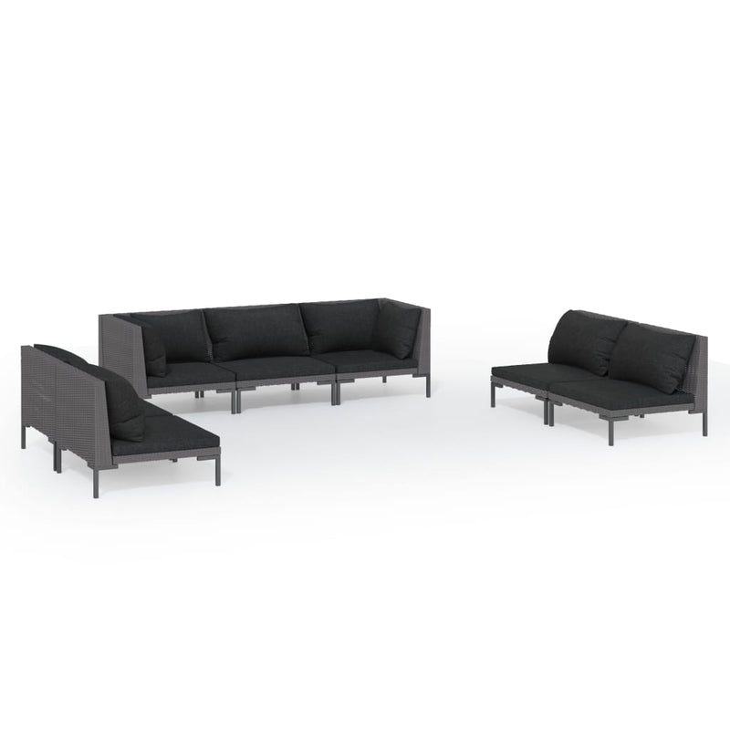7 Piece Garden Lounge Set with Cushions Poly Rattan Dark Grey Payday Deals