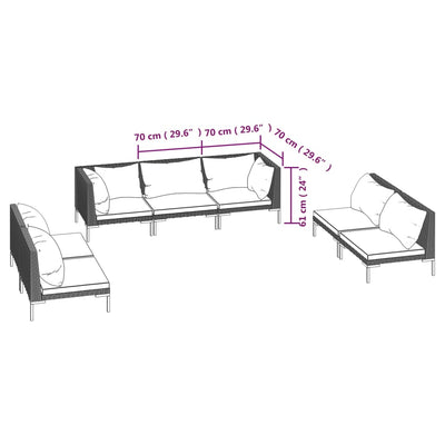 7 Piece Garden Lounge Set with Cushions Poly Rattan Dark Grey Payday Deals
