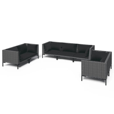 7 Piece Garden Lounge Set with Cushions Poly Rattan Dark Grey Payday Deals