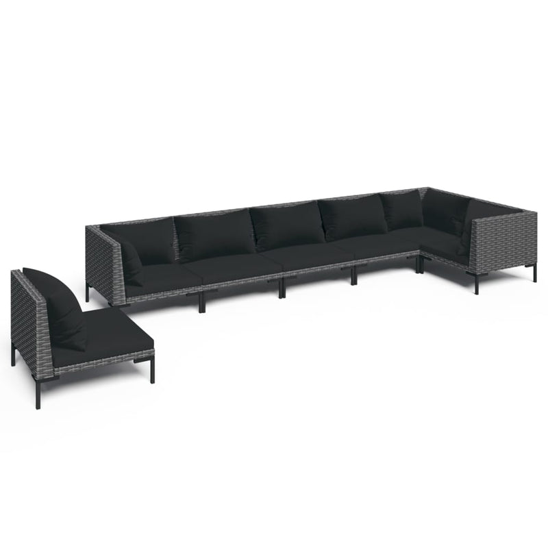 7 Piece Garden Lounge Set with Cushions Poly Rattan Dark Grey Payday Deals