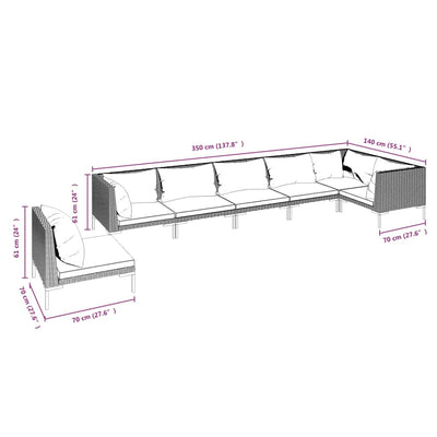 7 Piece Garden Lounge Set with Cushions Poly Rattan Dark Grey Payday Deals
